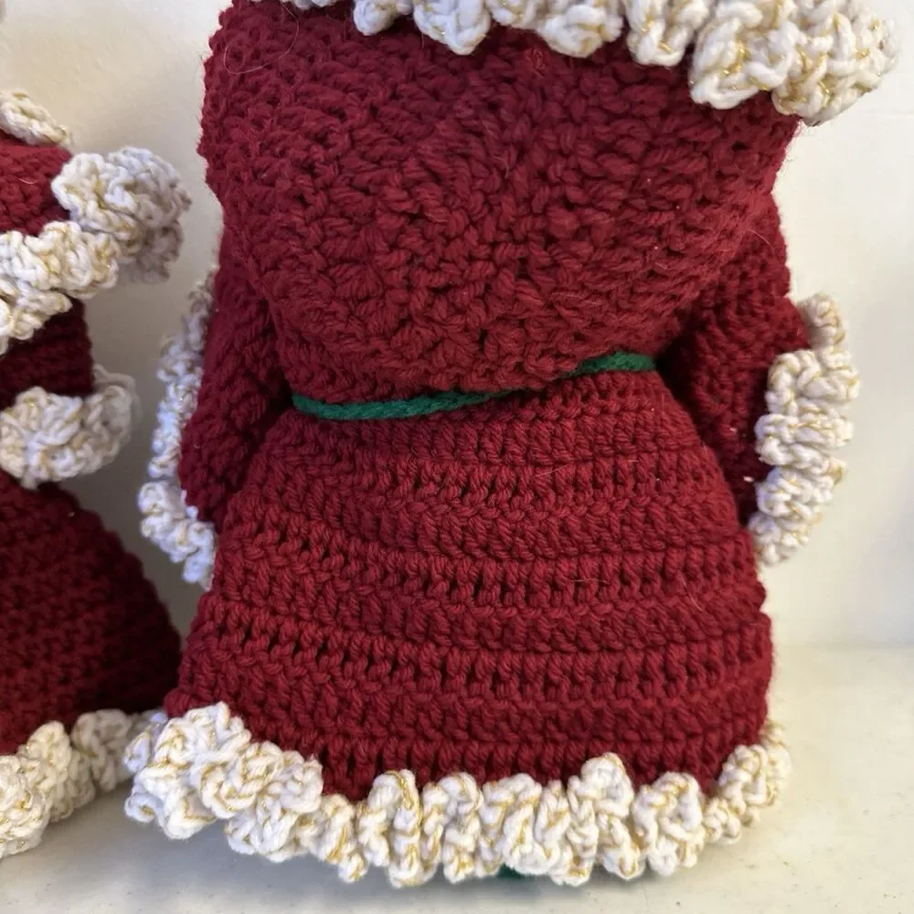 Set Of Santa Mr And Mrs.‎ Claus Standing Christmas Doll Decorations Crochet